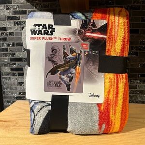 Star Wars Disney NIP Boba Fett Bounty Hunter Super Plush Throw Blanket 46’x60’